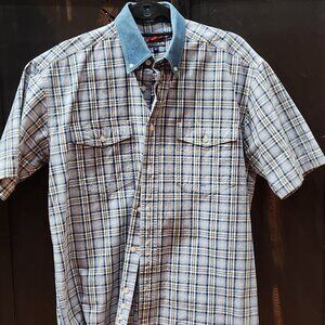 Roper Men's Button Down Short Sleeve Blue Western Shirt Size Medium